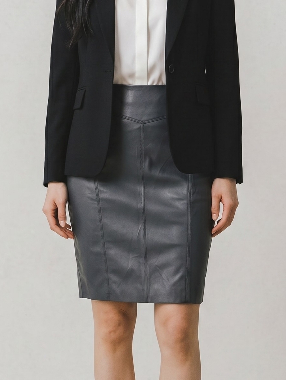 NEW Express Vegan Leather Sleek Skirt Black Pencil Skirt Womens Size 12